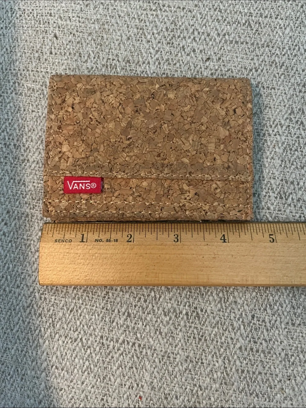Vans bifold cork wallet logo tag zipper pocket
